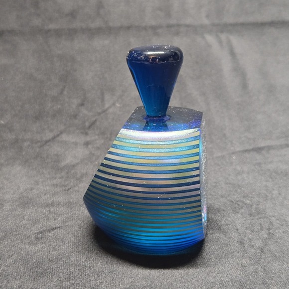 Correia Art Glass Perfume Bottle 1985 Signed LE 78/200 Cobalt Dichroic VTG - Picture 4 of 16